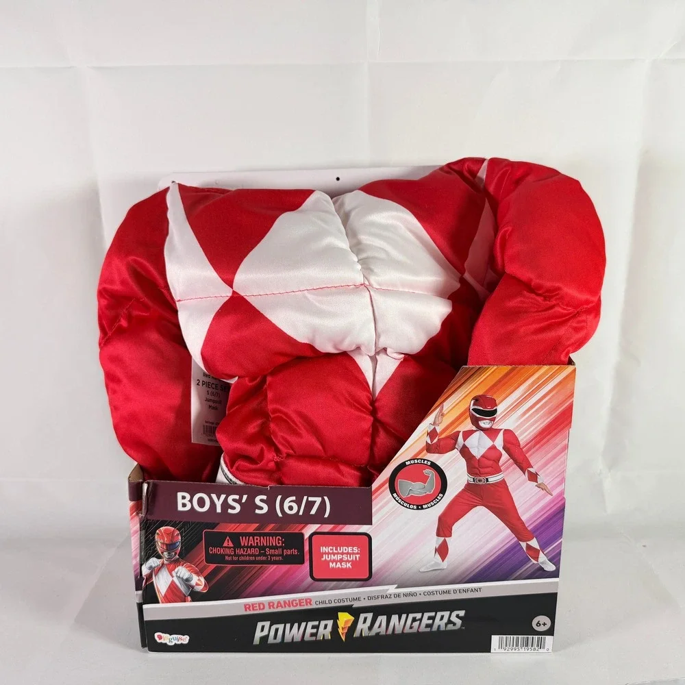 Power Rangers Red Ranger Muscle Costume Boys Size S (6/7) Disguise 2 Piece Set